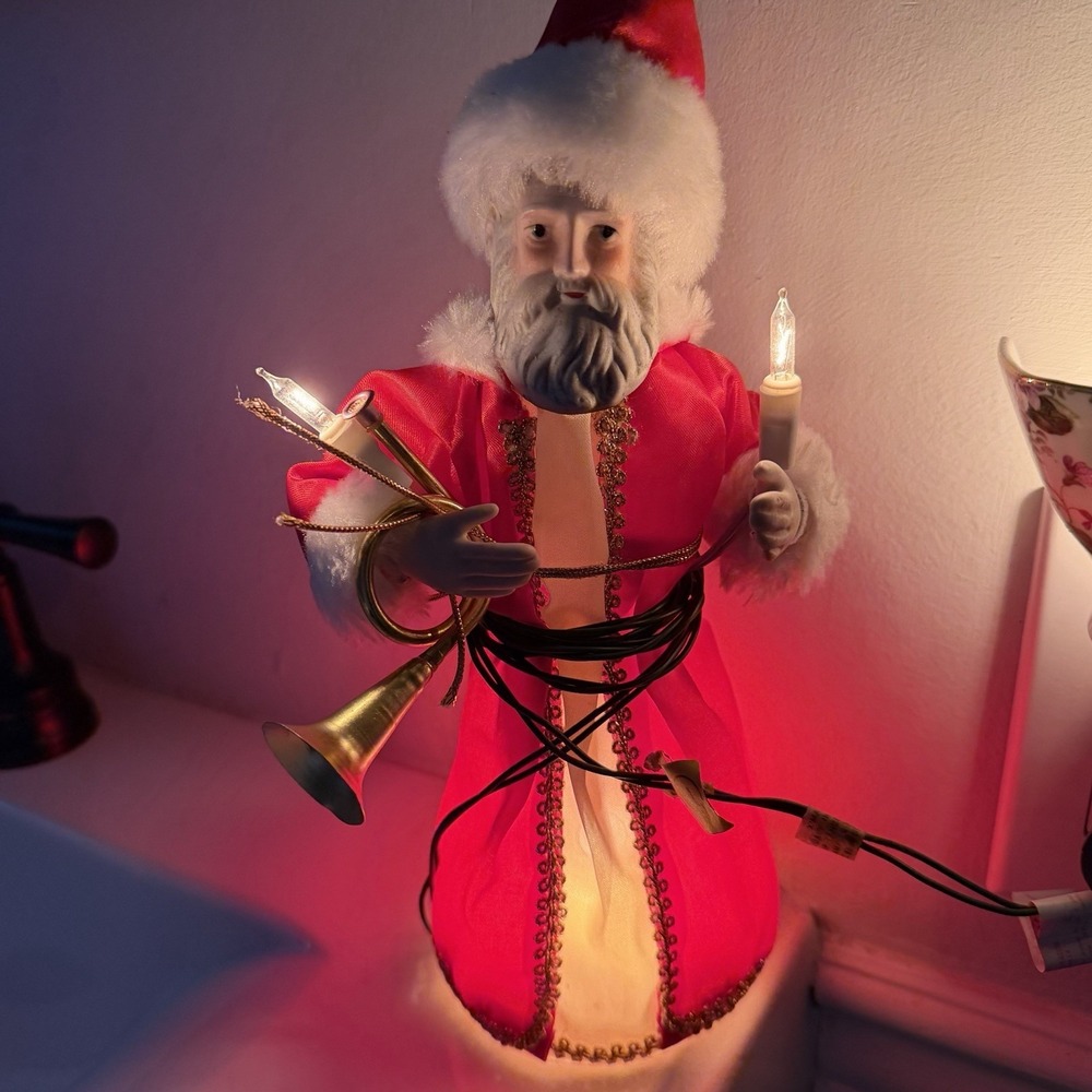 Vintage Silvestri 10 Light Tree Top‎ Santa St  Nicholas 10.5" Tall Original Box